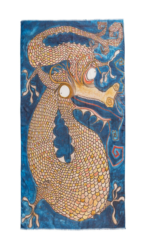 Dragon large oblong modal cashmere scarf by Seth B. Minkin